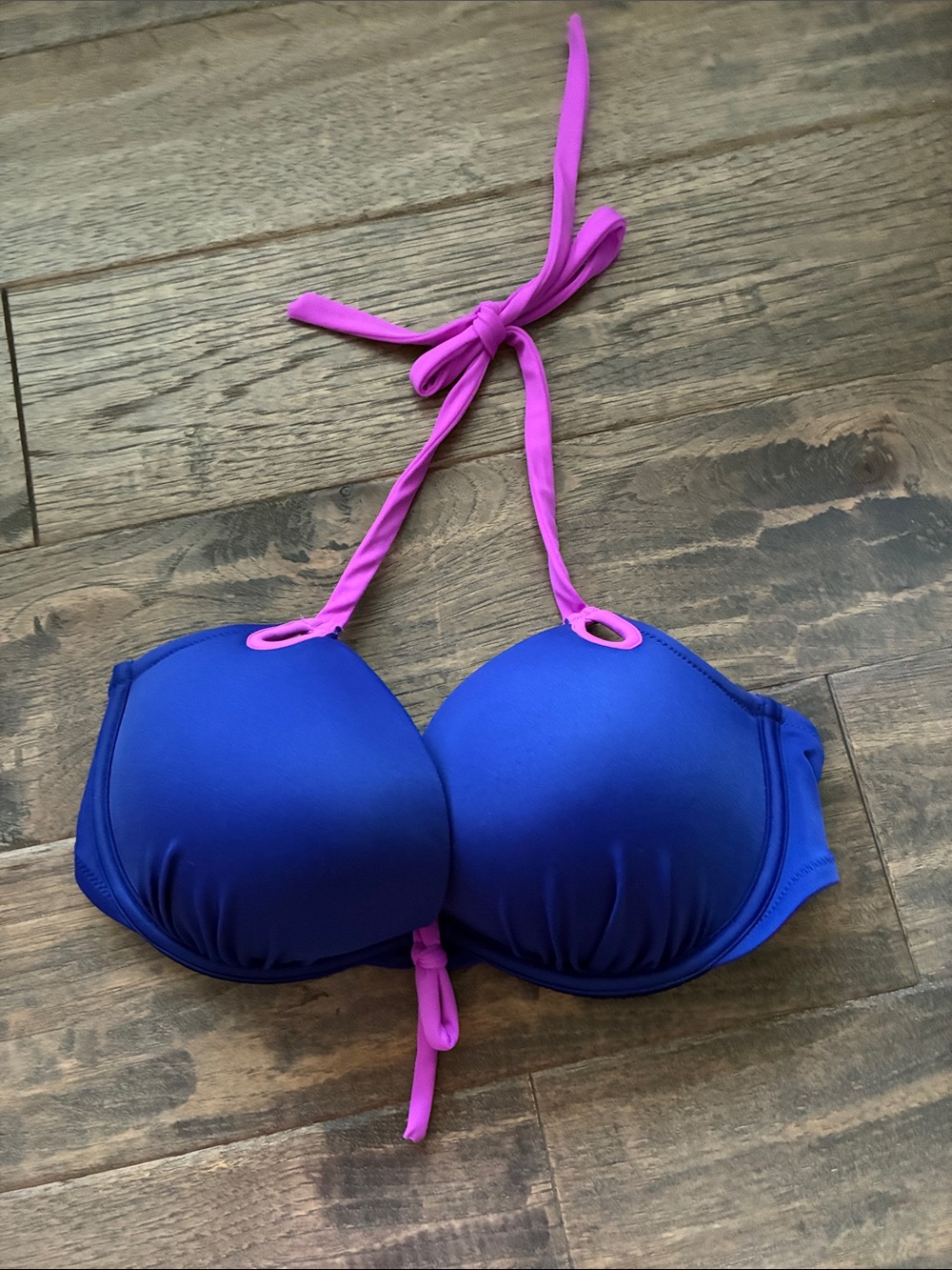 Victoria's Secret Blue and Pink Push-Up Bikini Top